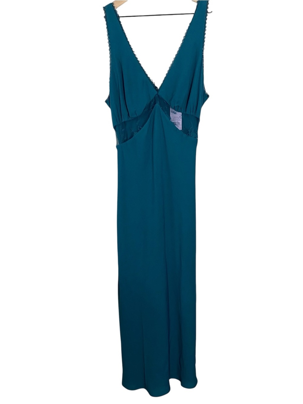 Wild Fable Womens Slip Dress Size XL Dark Teal Blue Lace Trim Midi